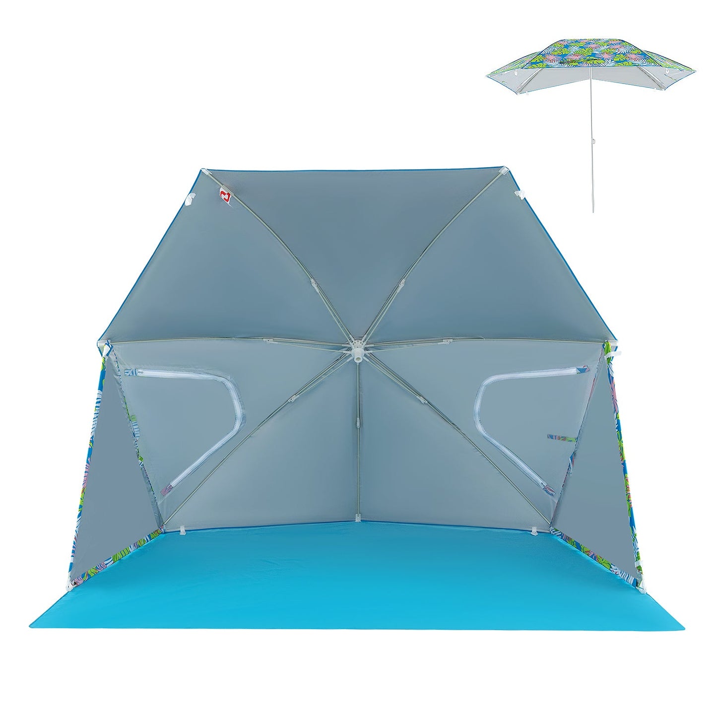 Upf50+ Sun Protection Beach Umbrella Tent with Portable Carrying Bag-blue