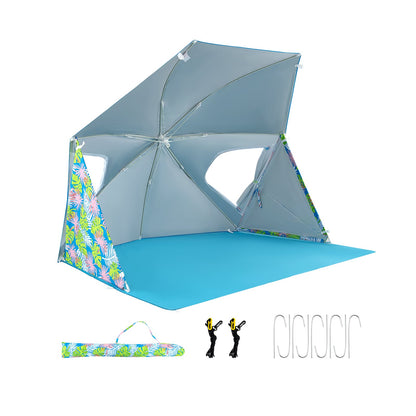 Upf50+ Sun Protection Beach Umbrella Tent with Portable Carrying Bag-blue