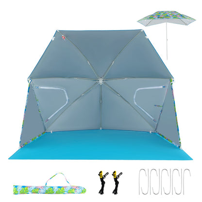 Upf50+ Sun Protection Beach Umbrella Tent with Portable Carrying Bag-blue