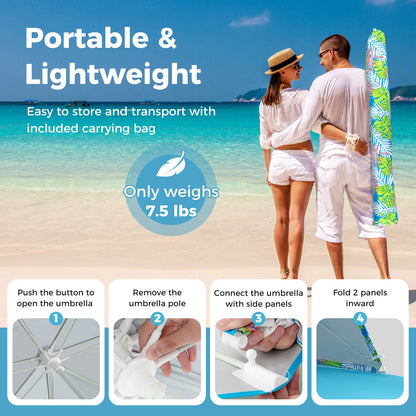 Upf50+ Sun Protection Beach Umbrella Tent with Portable Carrying Bag-blue