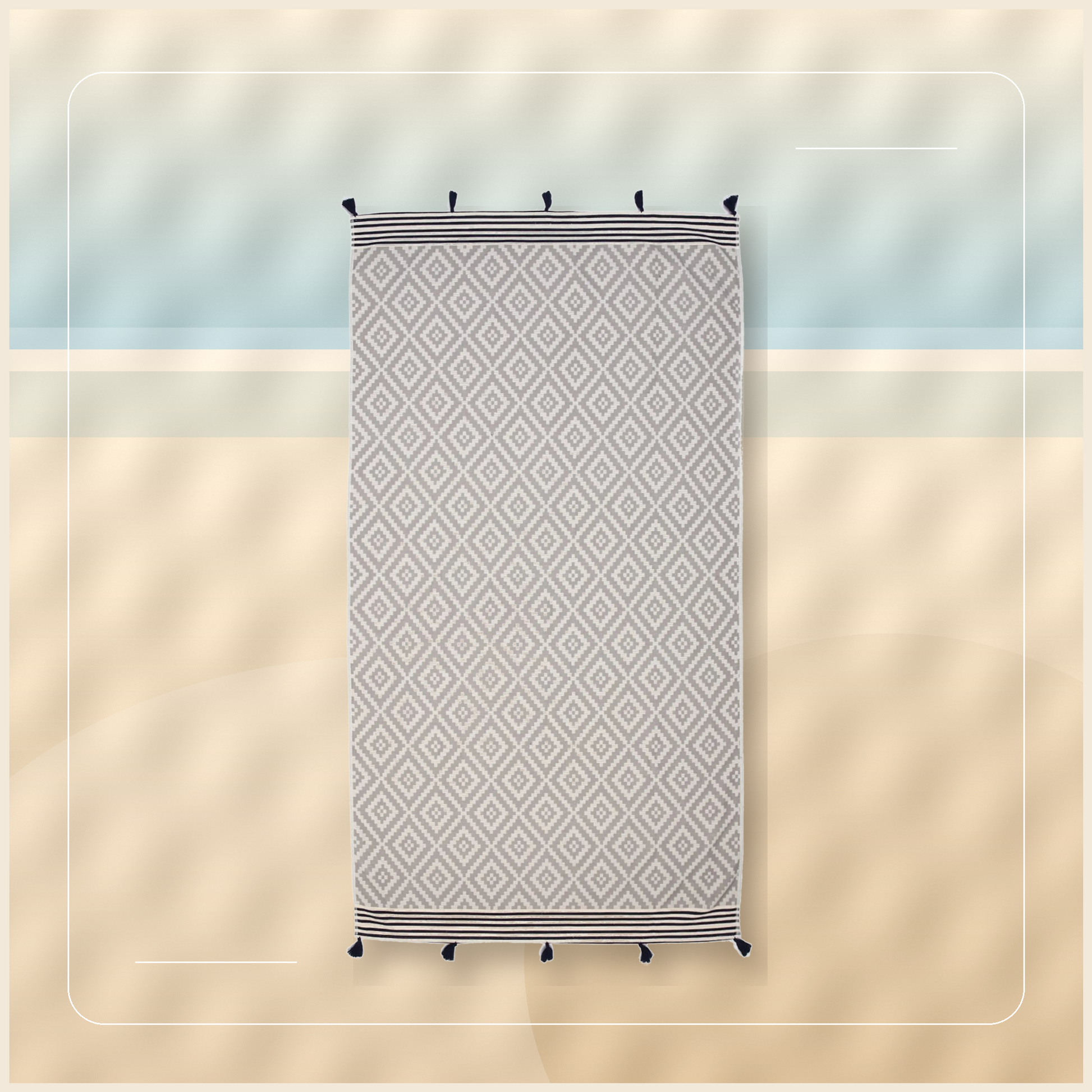Cove Diamond Turkish Beach Blanket in a high-resolution shoreline detail frame