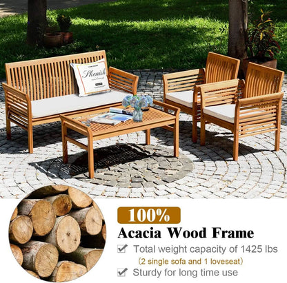 Acacia Outdoor Sofa Set with Coffee Table