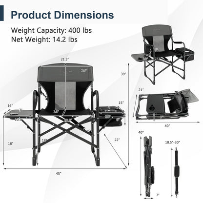 Poolside Director's Chair Black product dimensions - corrected heading