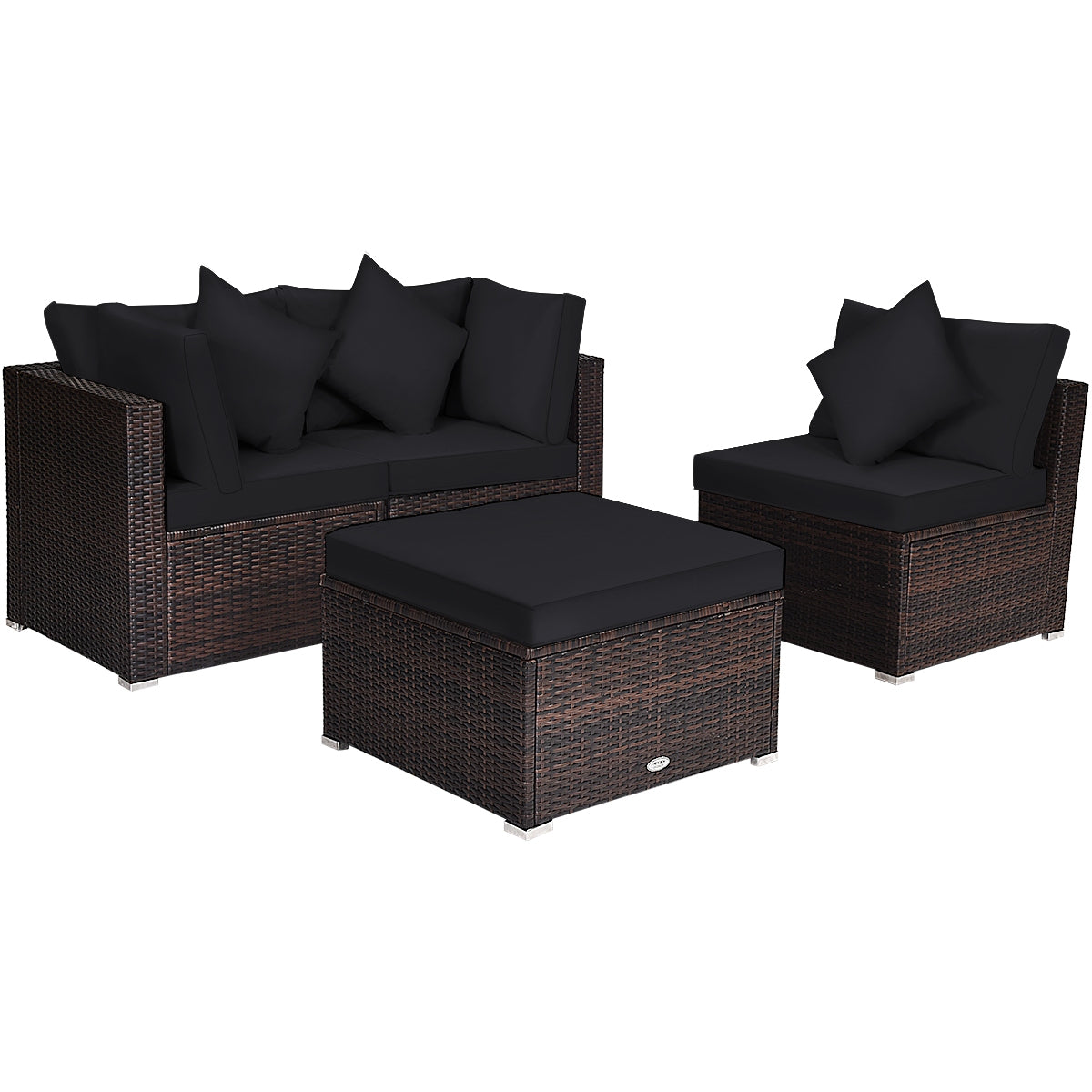 4-Piece Rattan Patio Furniture Set with Cushions