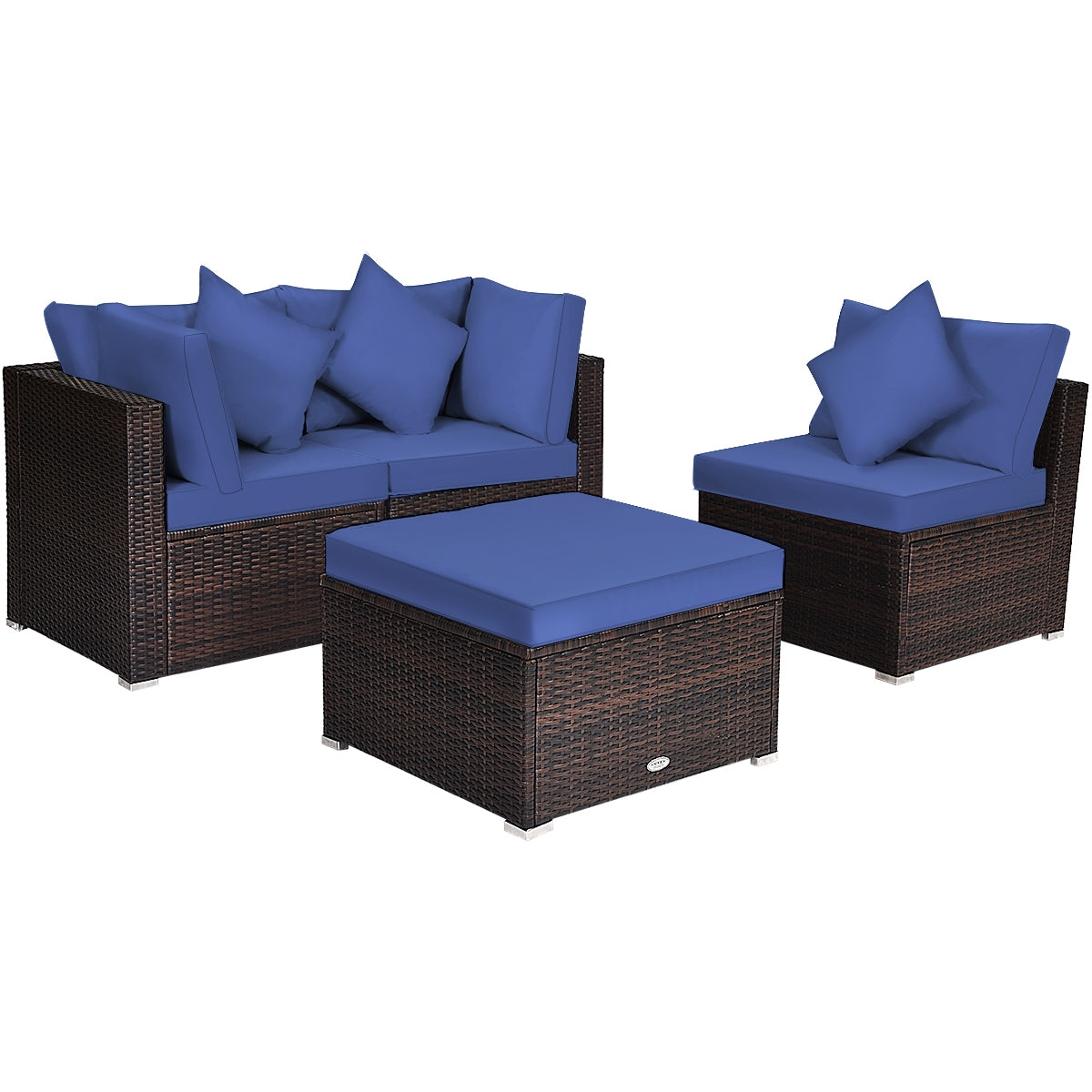 4-Piece Rattan Patio Furniture Set with Cushions