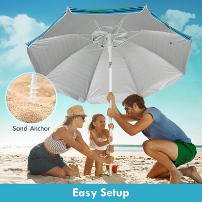 7.2ft Beach Umbrella with Sand Anchor