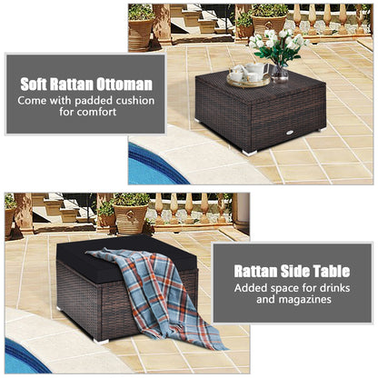4-Piece Rattan Patio Furniture Set with Cushions