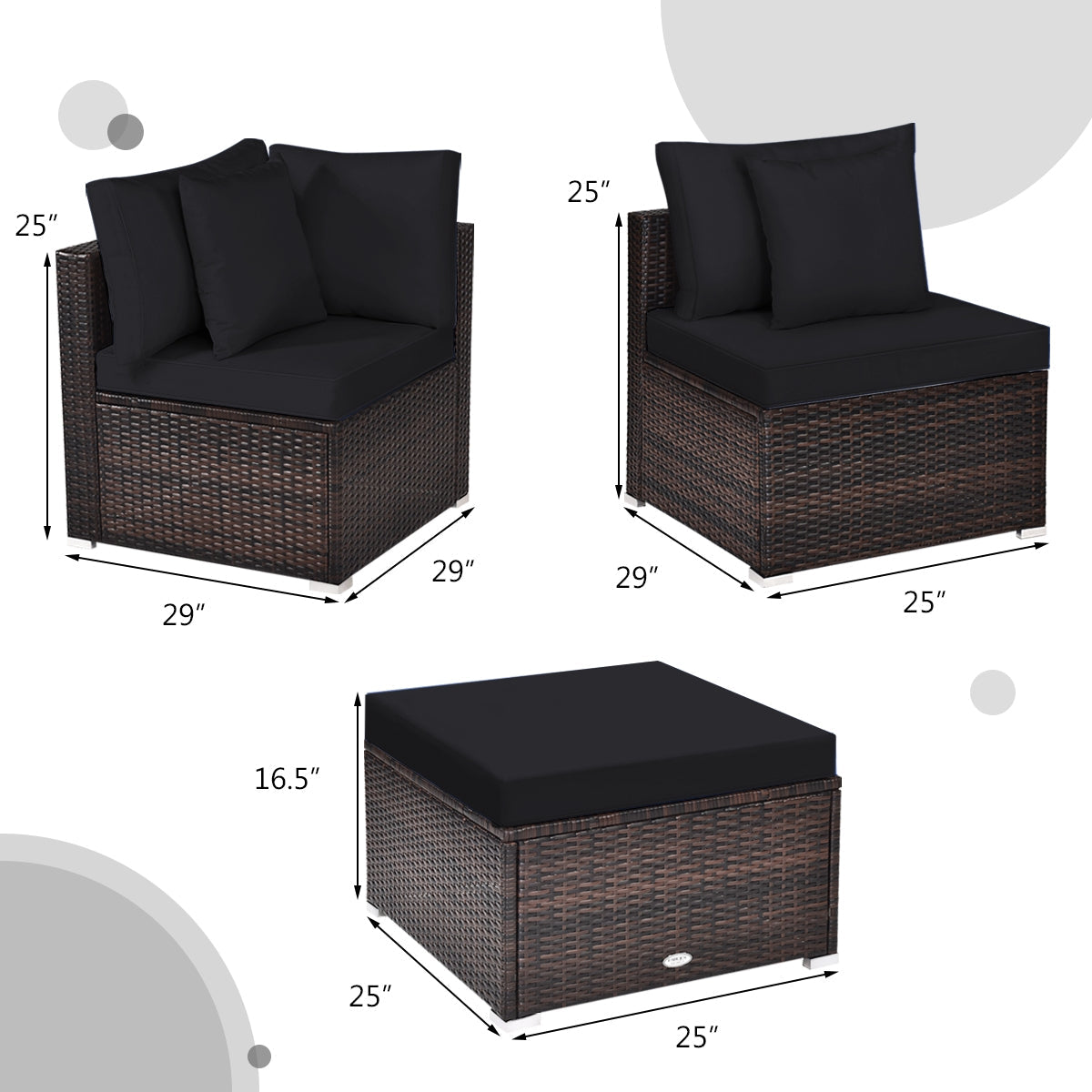 4-Piece Rattan Patio Furniture Set with Cushions