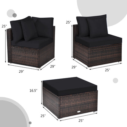 4-Piece Rattan Patio Furniture Set with Cushions