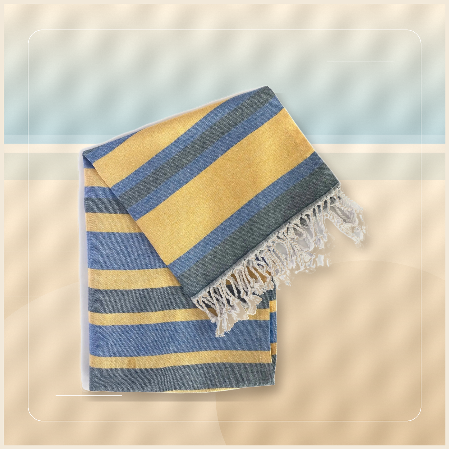 Malibu Sands Turkish Cotton Beach Towel in a high-resolution fringe detail frame