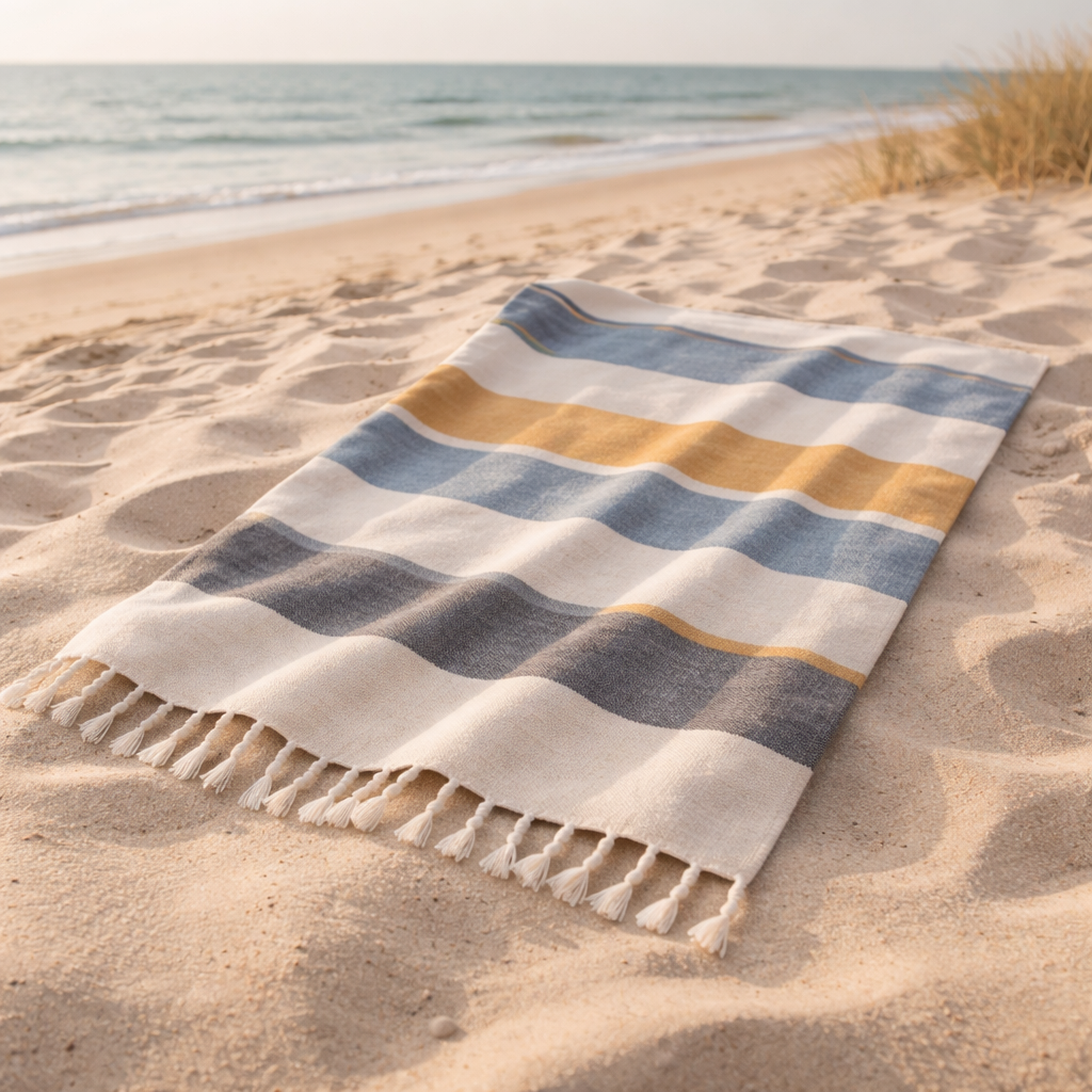 Malibu Sands Turkish Cotton Beach Towel - coastal lifestyle image