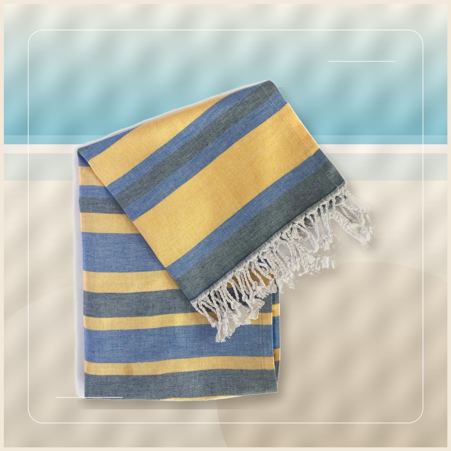 Malibu Sands Turkish Cotton Beach Towel on a clean poolside travel backdrop