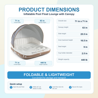 Inflatable Pool Float Lounge dimensions and setup guide - corrected spelling