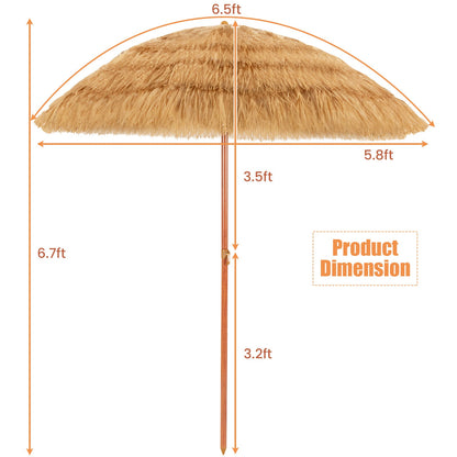 Thatched Tiki Beach Umbrella with Tilt