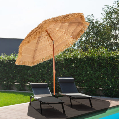 Thatched Tiki Beach Umbrella with Tilt