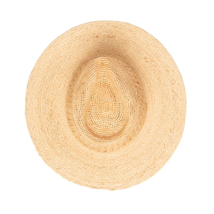 Wide-Brim Raffia Fedora with Crochet Crown