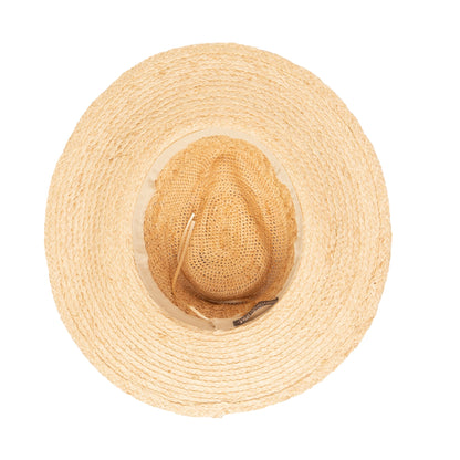 Wide-Brim Raffia Fedora with Crochet Crown